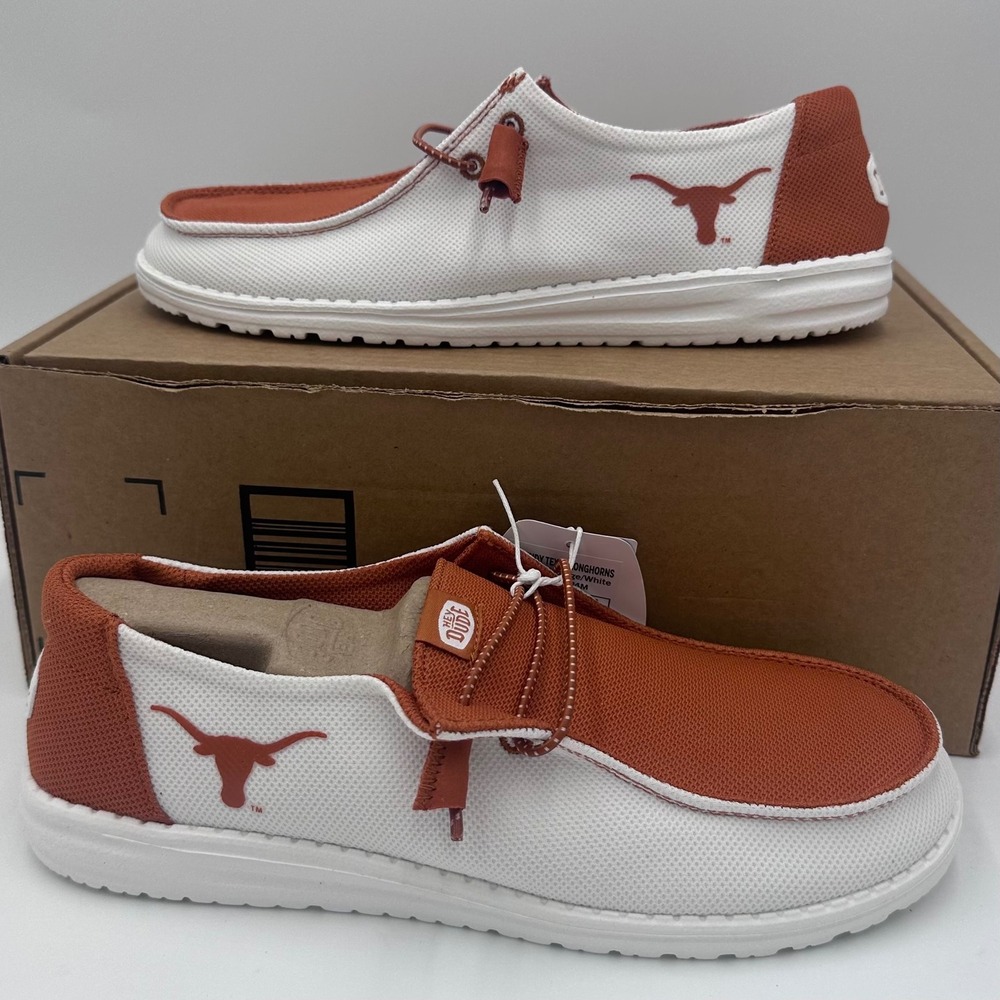Texas Longhorns Wendy Shoes Womens 10 Burnt Orange White Collegiate Slip On NEW